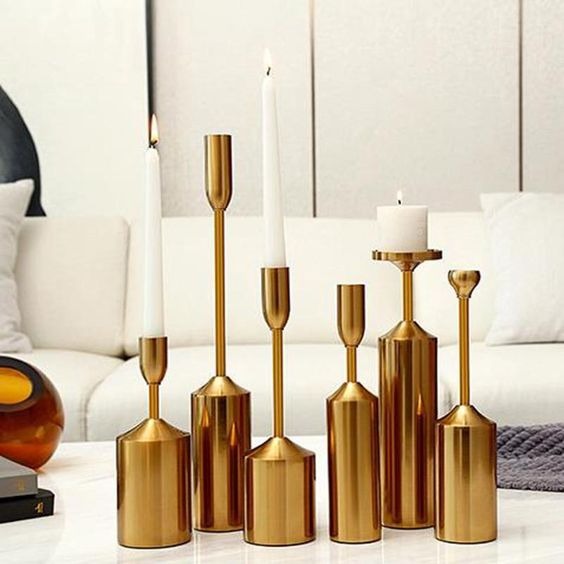 Gold Candles holder set