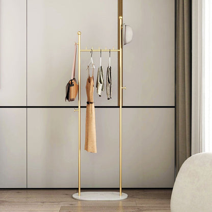 Golden Clothes Rack With Basket And Marble Base