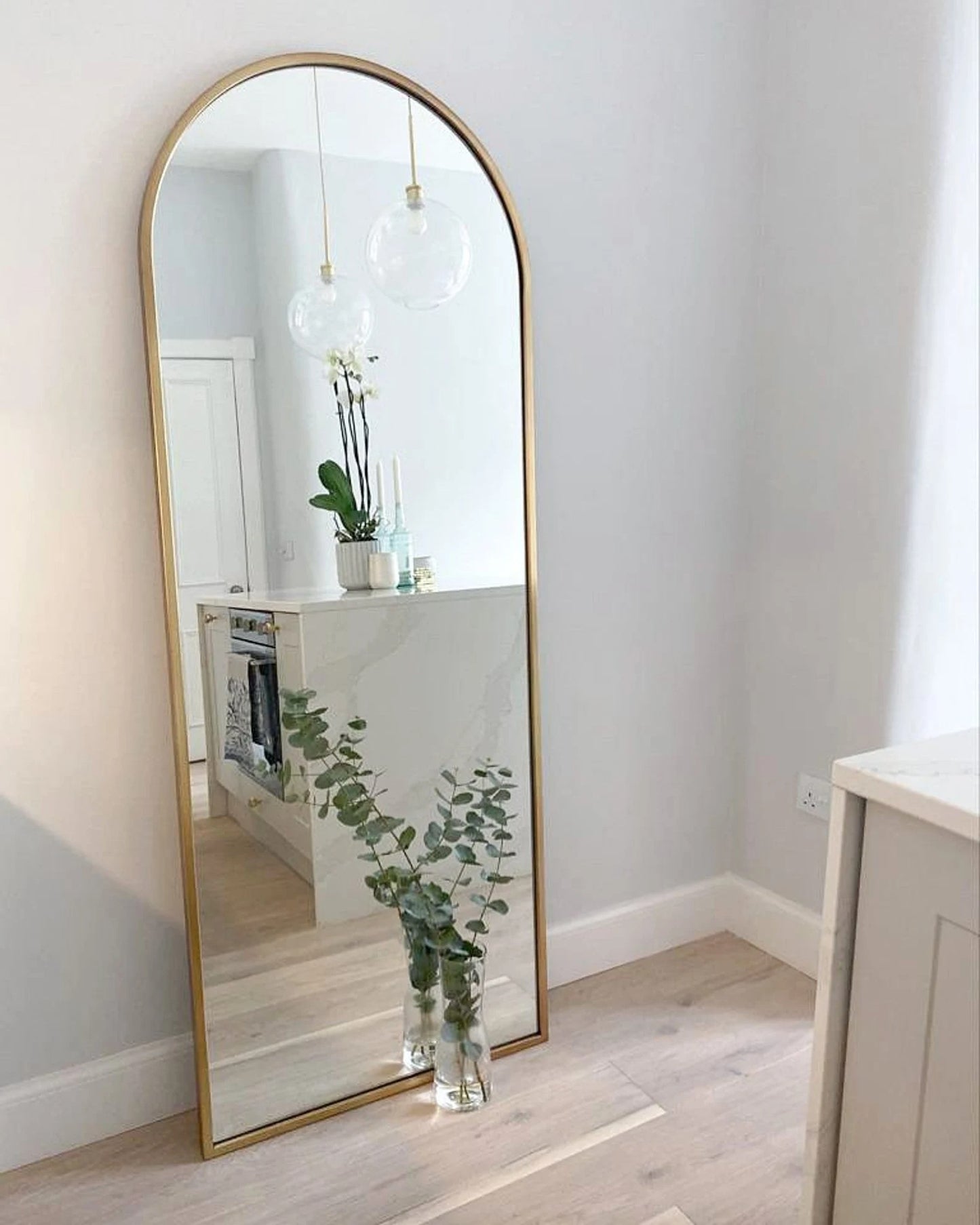 Full Lingth Arched Floor Mirror Gold frame