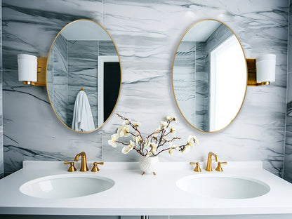 Oval Shape Wall Mirror Gold