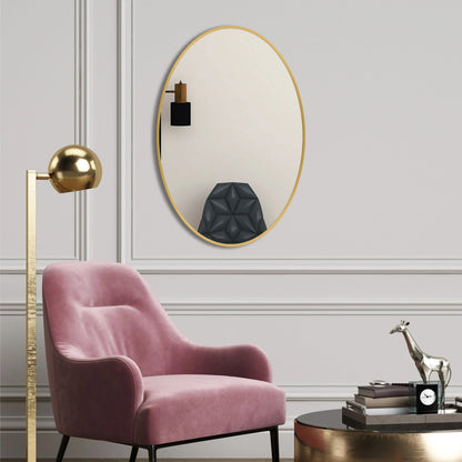 Oval Shape Wall Mirror Gold