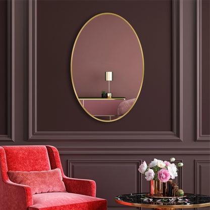 Oval Shape Wall Mirror Gold