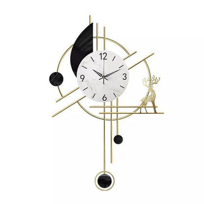 Black lucky deer marble wall clock