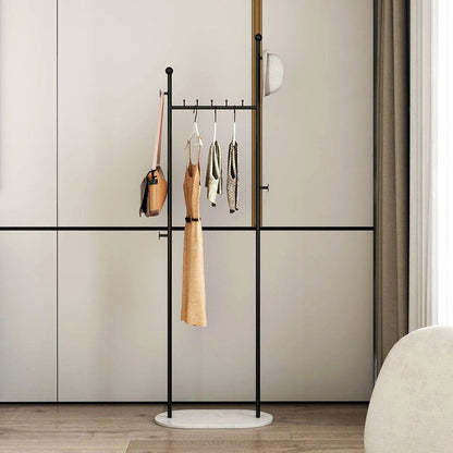 Black Clothes Rack With Basket And Marble Base